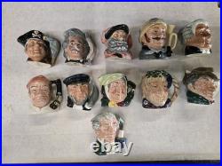 (11) Royal Dalton Toby Shot Mug Vintage Antique Lot Ahab Lawer Silver Twain Old