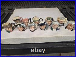 (11) Royal Dalton Toby Shot Mug Vintage Antique Lot Ahab Lawer Silver Twain Old