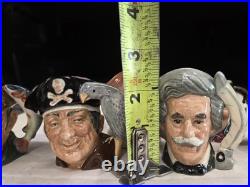 (11) Royal Dalton Toby Shot Mug Vintage Antique Lot Ahab Lawer Silver Twain Old