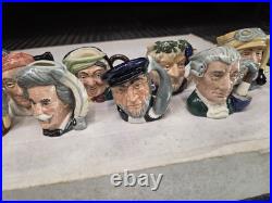 (11) Royal Dalton Toby Shot Mug Vintage Antique Lot Ahab Lawer Silver Twain Old