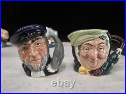 (11) Royal Dalton Toby Shot Mug Vintage Antique Lot Ahab Lawer Silver Twain Old