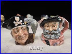 (11) Royal Dalton Toby Shot Mug Vintage Antique Lot Ahab Lawer Silver Twain Old