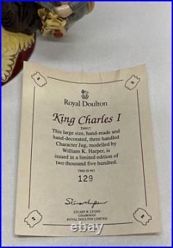 1992 Royal Doulton King Charles I Character Toby Jug 3 Handle #129 D6917 COA