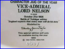 1992 Royal Doulton Vice Admiral Lord Nelson Character Jug of the Year Figurine