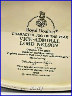 1993 Royal Doulton Character Jug Mug Vice Admiral Lord Nelson Large D6932 MINT