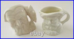 2 Royal Doulton Mini Undecorated Character Jugs Merlin and Falstaff 3 and 2.5