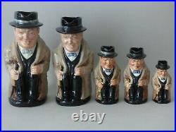 5 Royal Doulton Political Winston Churchill Toby Character Jugs Unrecorded Sizes