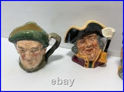 6 Vintage England Royal Doulton Character Toby Jugs/Mugs Auld Mac Town Crier