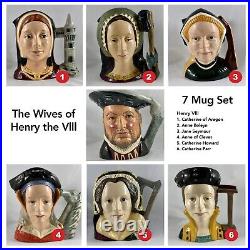7 pc Royal Doulton Toby Jug Set- Henry Vlll & his 6 wives Large- (1975-1980)