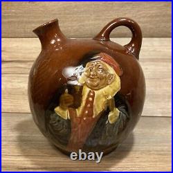 Antique Royal Doulton England Kingsware John Barleycorn Brown Ceramic Flask Jug