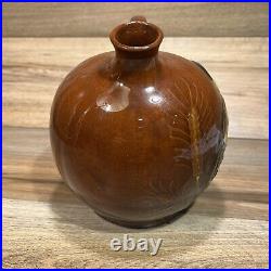 Antique Royal Doulton England Kingsware John Barleycorn Brown Ceramic Flask Jug