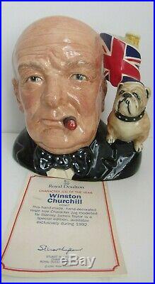 Coa Winston Churchill Bulldog Toby Character Jug Of Year 1992 D6907 Mint