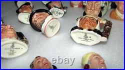 Collection Lot 19 Royal Doulton Miniature Toby Character Jugs 1- 3 Size