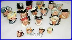 Collection Lot 19 Royal Doulton Miniature Toby Character Jugs 1- 3 Size
