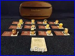 Complete 12 Royal Doulton Miniature Charles Dickens Character Toby Jugs Display
