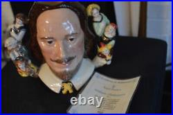 Doulton Character Jug Large 7H D6933 William Shakespeare 2Hndl Free SHIP USA