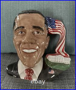 EUC President Barack Obama Royal Doulton Character Toby Mug D7300 COA/Signed