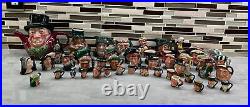 Huge Lot of Over 40 Royal Doulton Toby Character Jugs, Large, Small, and Mini