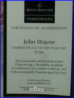 LARGE Royal Doulton JOHN WAYNE Character Jug of the Year 2007 D7269 COA