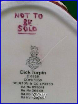 Large Royal Doulton Character Jug Dick Turpin Trial Piece D6528 A/f