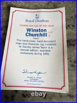 Large Royal Doulton Character Jug Winston Churchill D6907 plus cert
