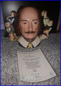 Large William Shakespeare Limited Edition Royal Doulton Toby Jug D6933 COA #182