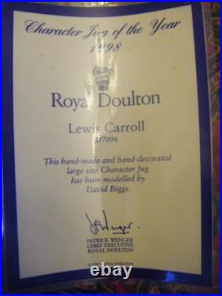 Lewis Carroll Royal Doulton Toby Jug from Celebrity Series 1982 Large D7096