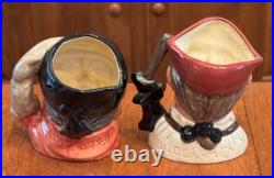 Lot 2 Vtg Royal Doulton Toby Jugs Williamsburg Blacksmith D6585 Gone Away D6538