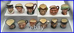 Lot of 12 Royal Dalton Small Character Jugs 3.25 all with A Stamp
