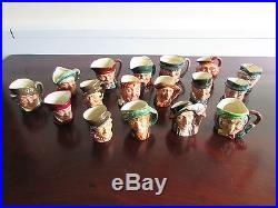 Lot of 17 Royal Doulton Miniature Character Jugs