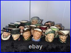 Lot of 19 ROYAL DOULTON Mini Jugs Mugs Merlin WithOwl, Fat Boy, Robin Hood Etc