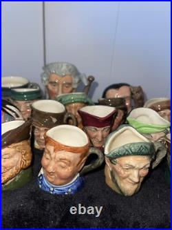 Lot of 19 ROYAL DOULTON Mini Jugs Mugs Merlin WithOwl, Fat Boy, Robin Hood Etc