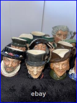 Lot of 19 ROYAL DOULTON Mini Jugs Mugs Merlin WithOwl, Fat Boy, Robin Hood Etc