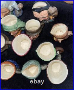 Lot of 19 ROYAL DOULTON Mini Jugs Mugs Merlin WithOwl, Fat Boy, Robin Hood Etc