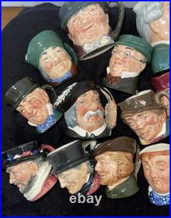 Lot of 19 ROYAL DOULTON Mini Jugs Mugs Merlin WithOwl, Fat Boy, Robin Hood Etc