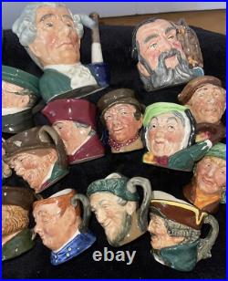Lot of 19 ROYAL DOULTON Mini Jugs Mugs Merlin WithOwl, Fat Boy, Robin Hood Etc