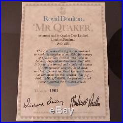 Mr. Quaker Limited Edition Royal Doulton Character Toby Jug with Certificate