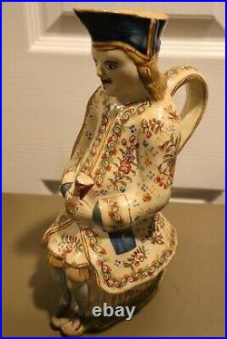 RARE 18th Century Original French Faience Character Toby Jug Barrell Man Desvres