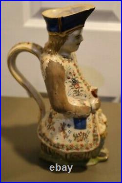 RARE 18th Century Original French Faience Character Toby Jug Barrell Man Desvres