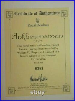 RARE Royal Doulton ANKHESENAMUN Character Jug Ltd Edn 391/1500 COA and Box 1998