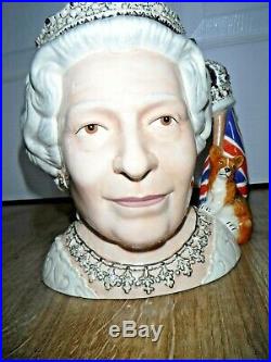RARE Royal Doulton Queen Elizabeth II Large Character Jug D7256 Excellent 1st