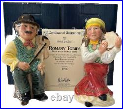 RARE Royal Doulton Romany Tobies Set D7139 Male D7140 Female Toby Jugs LTD EDN