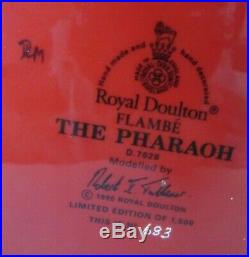 RARE Royal Doulton The Pharaoh D7028 Flambe Toby Character Jug COA Nice