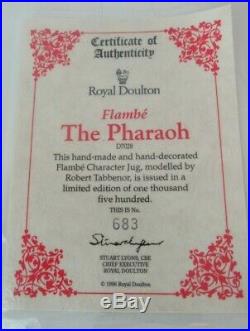 RARE Royal Doulton The Pharaoh D7028 Flambe Toby Character Jug COA Perfect