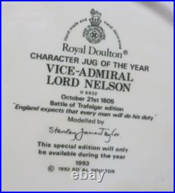 ROYAL DOULTON 1992 Character Jug of the Year VICE-ADMIRAL LORD NELSON with COA