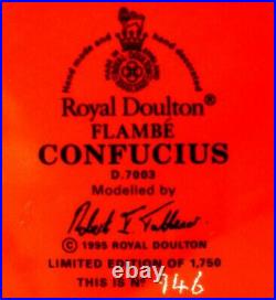 ROYAL DOULTON D7003 Large Character Jug CONFUCIUS Flambé 1995 Ltd Ed 1750 withCOA