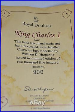 ROYAL DOULTON LARGE CHARACTER JUG KING CHARLES I D6917 Ltd Edition with Cert