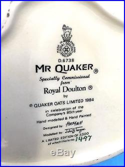 ROYAL DOULTON Mr. Quaker Large Character Jug D6738 Limited Edition 3500