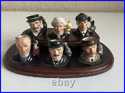 ROYAL DOULTON SHERLOCK HOLMES Set With Stand Tiny Character Jugs Set 7 PC SET