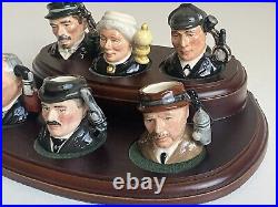 ROYAL DOULTON SHERLOCK HOLMES Set With Stand Tiny Character Jugs Set 7 PC SET